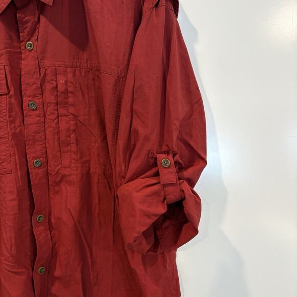 REI Coop Red Button Down Vented Performance Shirt Tab Sleeve‎ Mens Large (27) - Picture 3 of 6